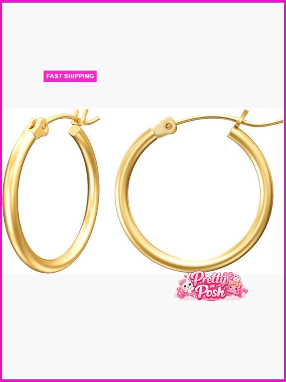 14K Gold Plated Hoop Earrings with 925 Sterling Silver Post